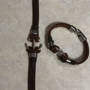 Anchor leather bracelet